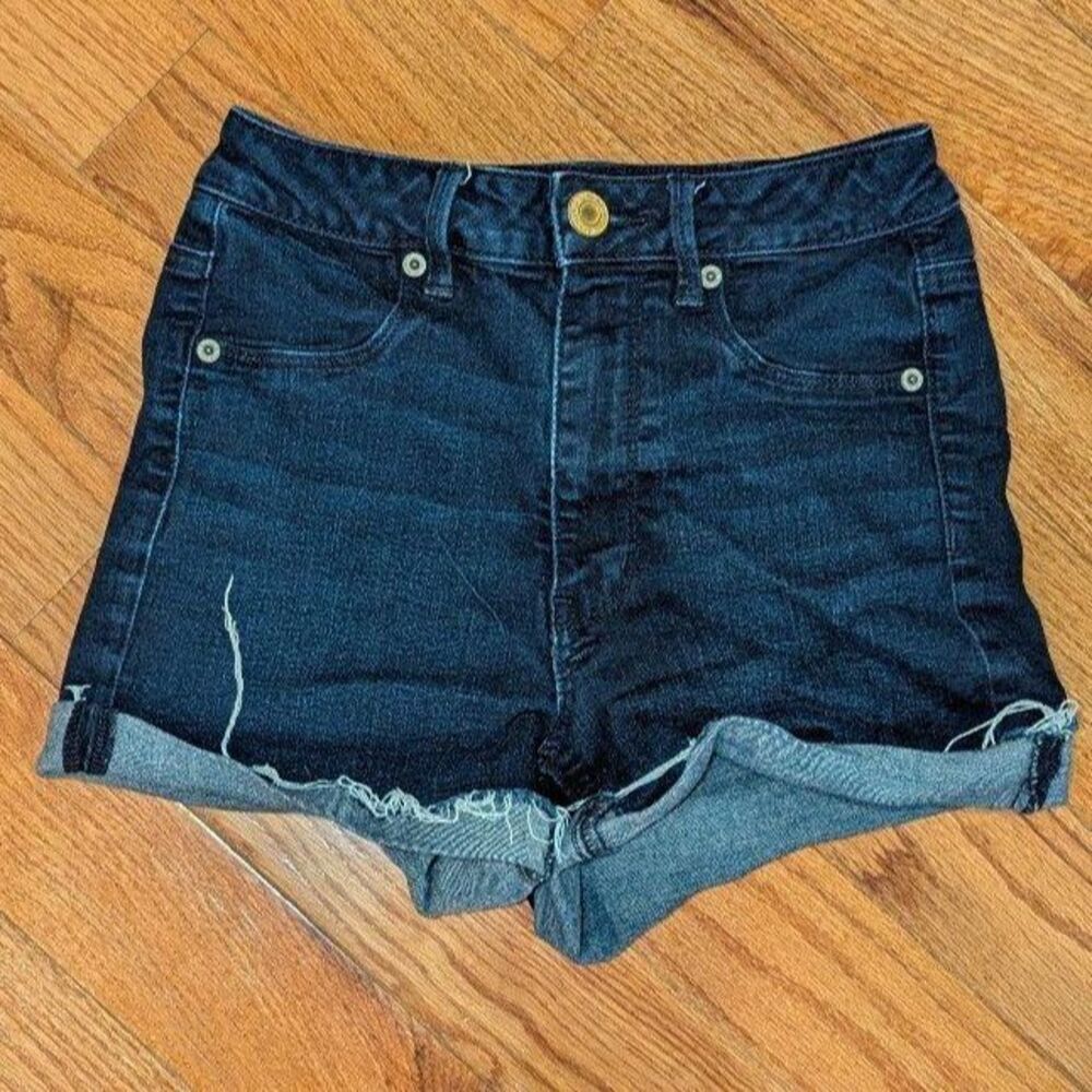 American Eagle Size 4 Dark Blue Rinse‎ Cut Off Daisy Dukes Denim Jeans Shorts